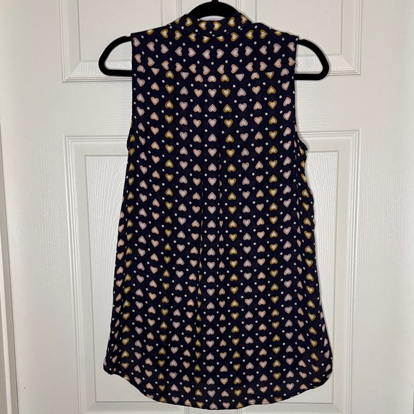 J. Crew Navy Sleeveless Top with Heart Pattern - Picture 3 of 10
